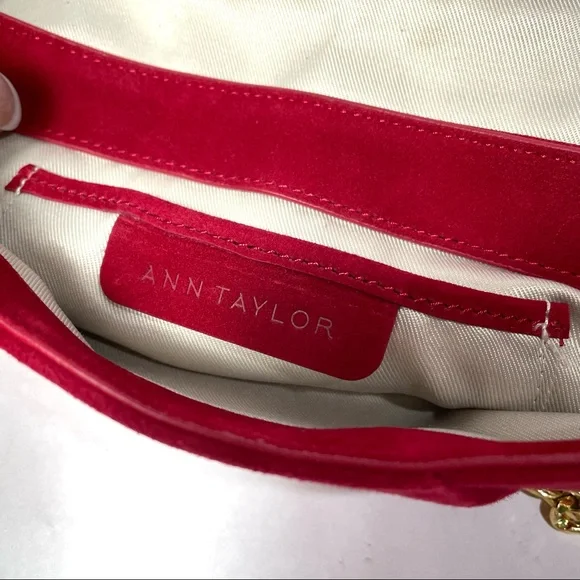 ANN TAYLOR Bella red Suede leather clutch bag - Picture 11 of 14